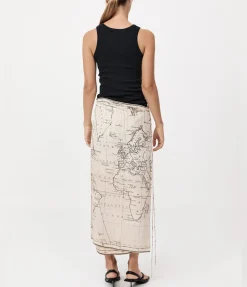 Silk Wrap Tie Skirt In Atlas