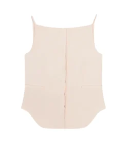 Sleeveless Linen Blend Top In Cream Rose