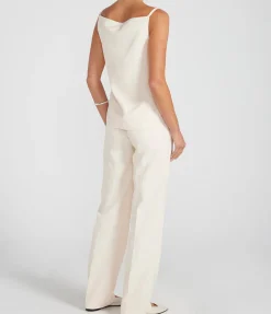 Sleeveless Linen Blend Top In Cream Rose