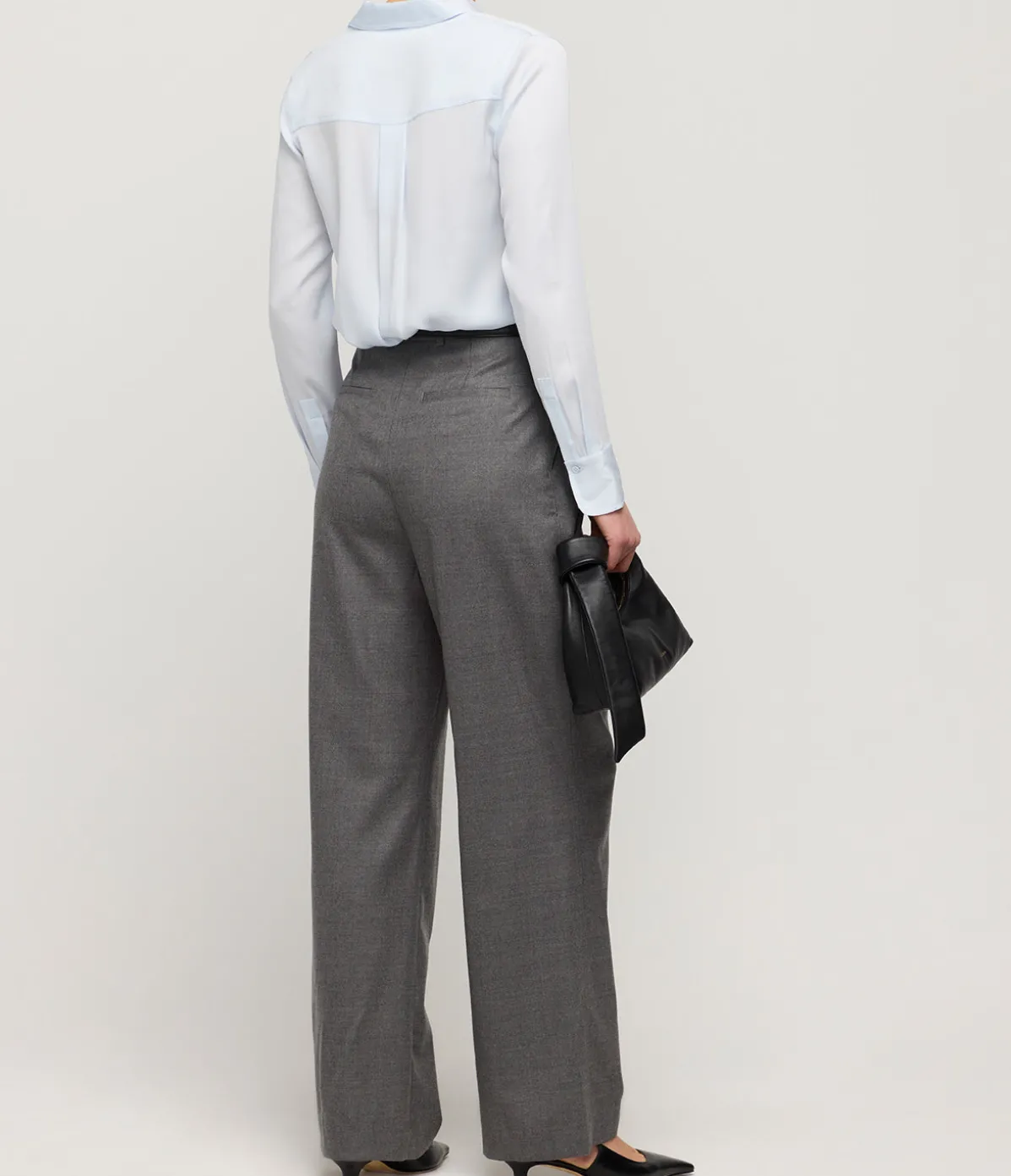 Slim Fit Silk Blouse In Powder Blue