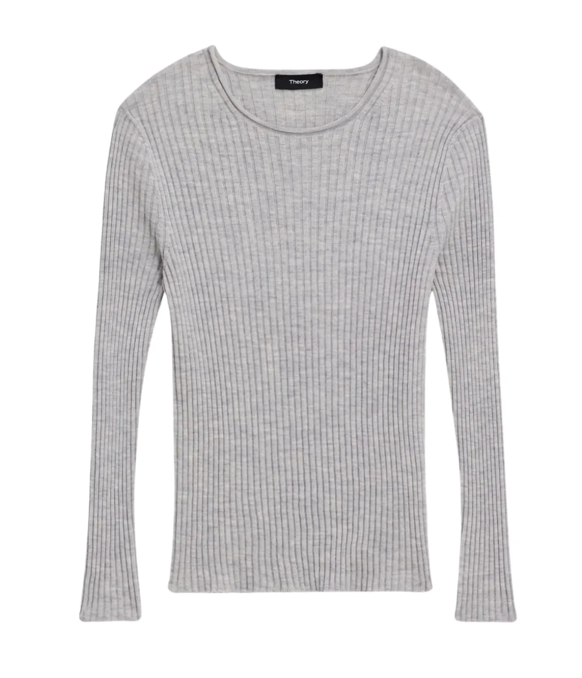 Slim Rib Long Sleeve Top In Frosted Heather Grey