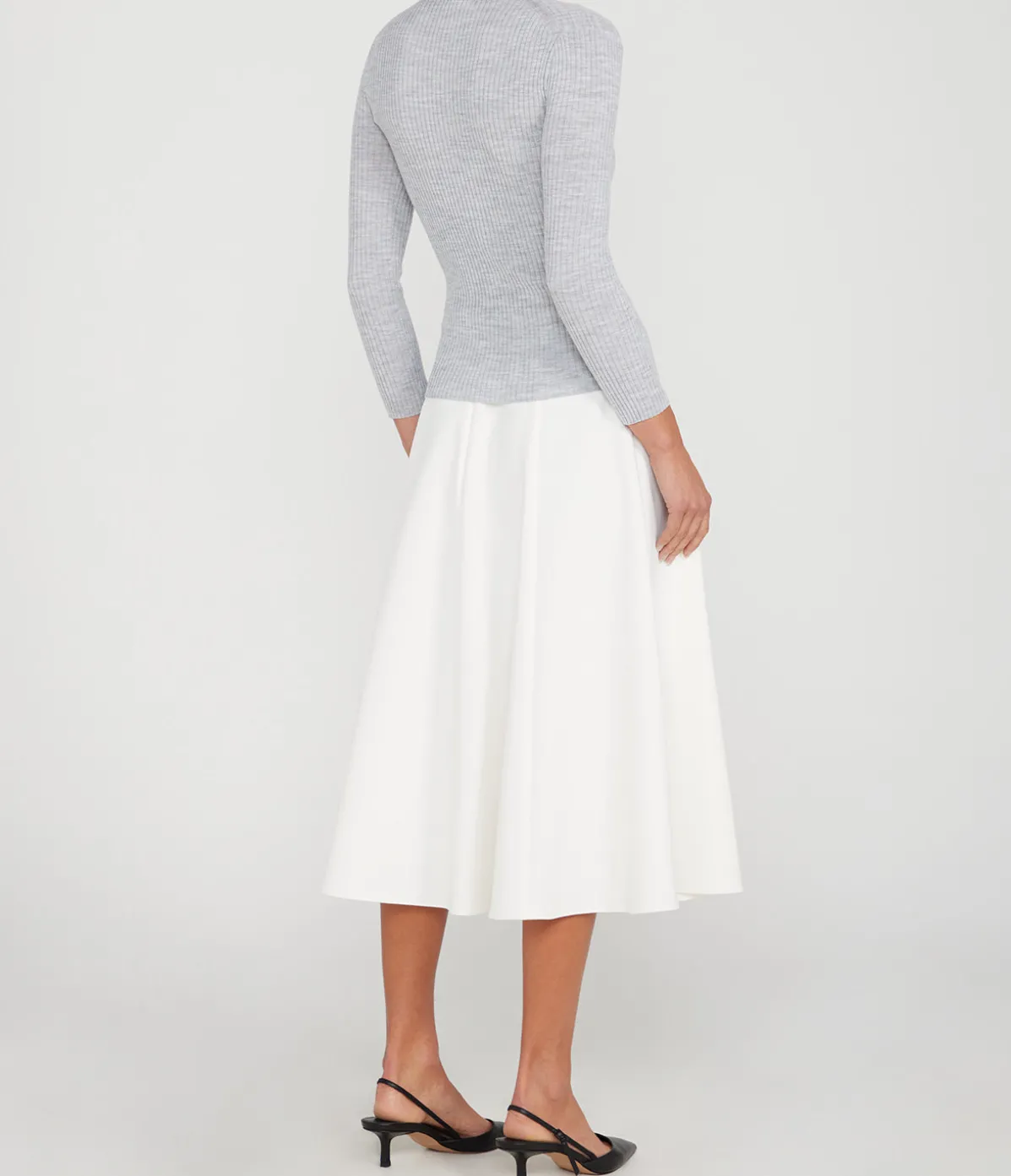 Slim Rib Long Sleeve Top In Frosted Heather Grey