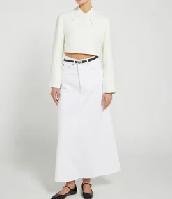 Slub Linen Cropped Blazer In Egret
