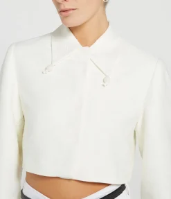Slub Linen Cropped Blazer In Egret