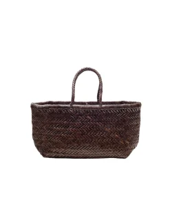 Small Bamboo Triple Jump Basket Bag In Dark Brown