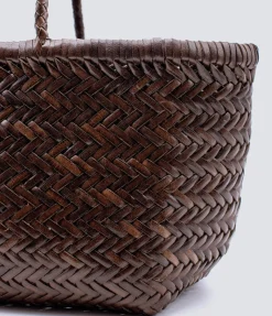 Small Bamboo Triple Jump Basket Bag In Dark Brown