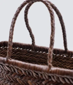 Small Bamboo Triple Jump Basket Bag In Dark Brown