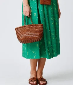 Small Bamboo Triple Jump Basket Bag In Tan