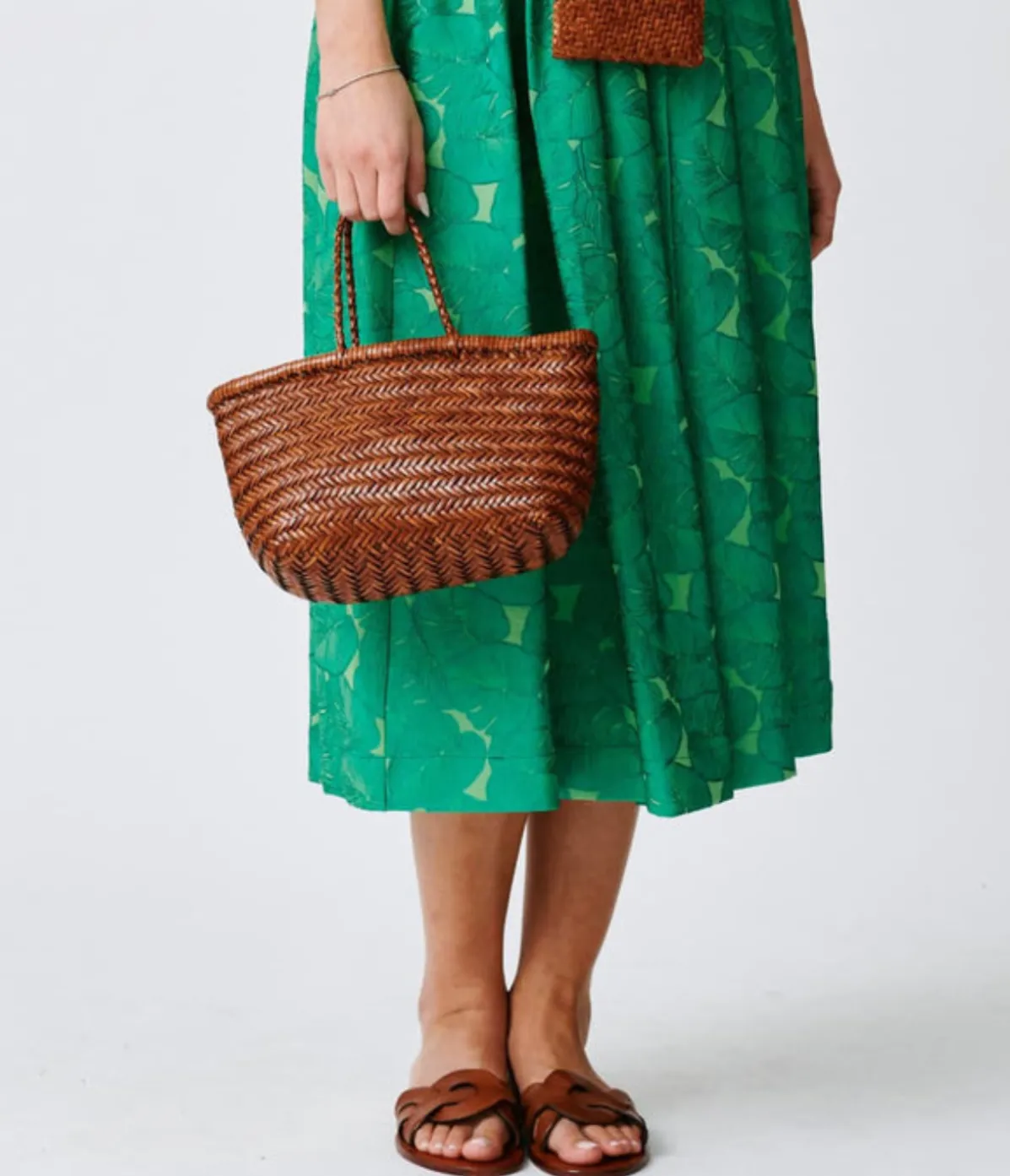 Small Bamboo Triple Jump Basket Bag In Tan