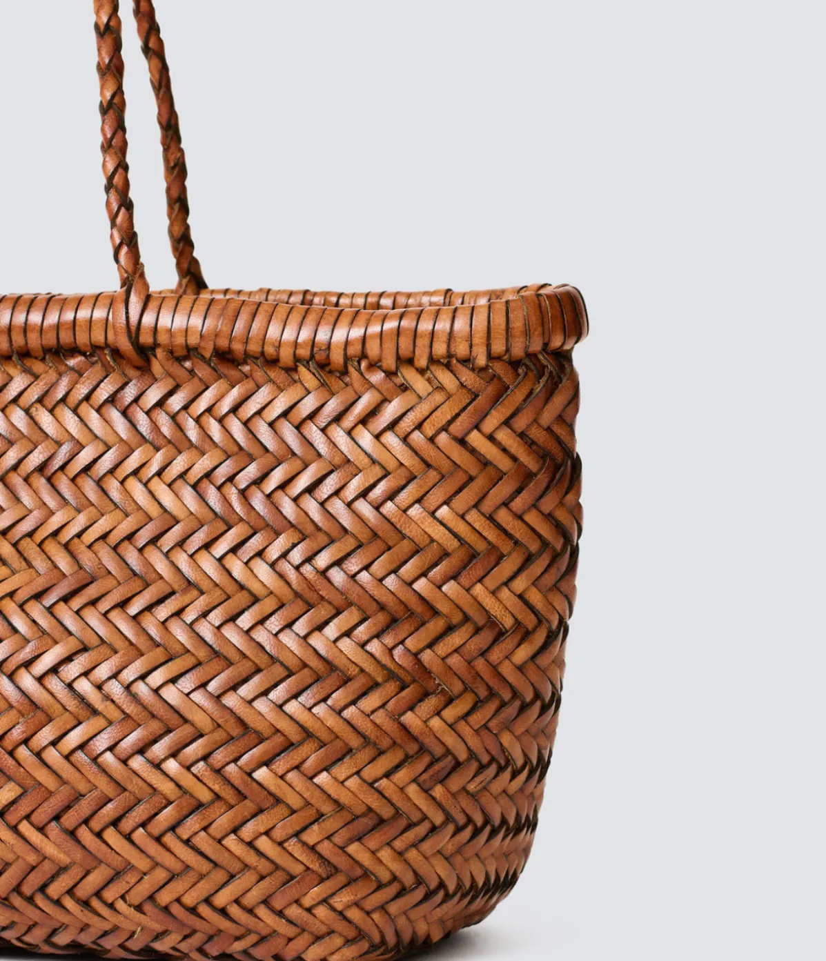 Small Bamboo Triple Jump Basket Bag In Tan