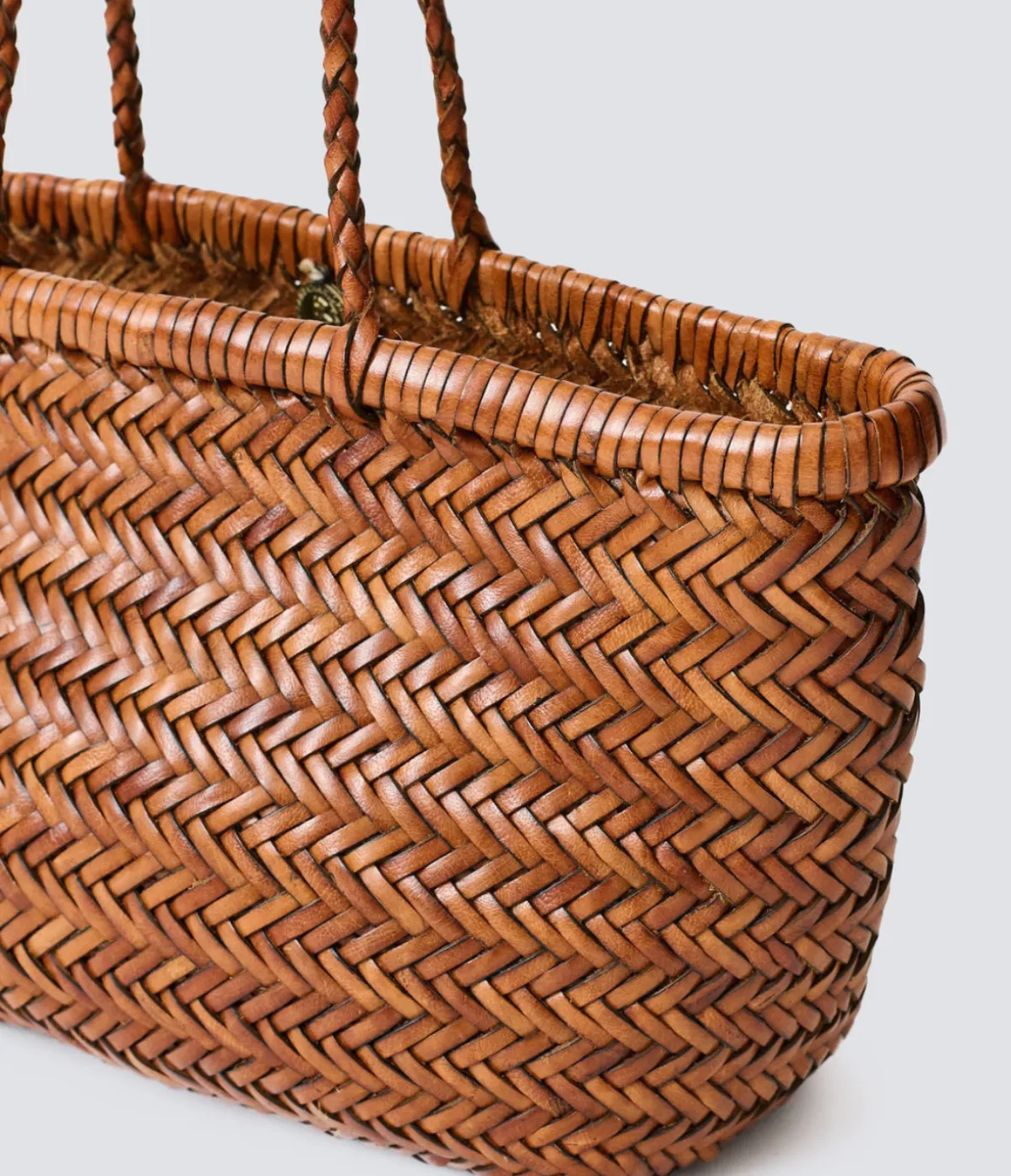 Small Bamboo Triple Jump Basket Bag In Tan