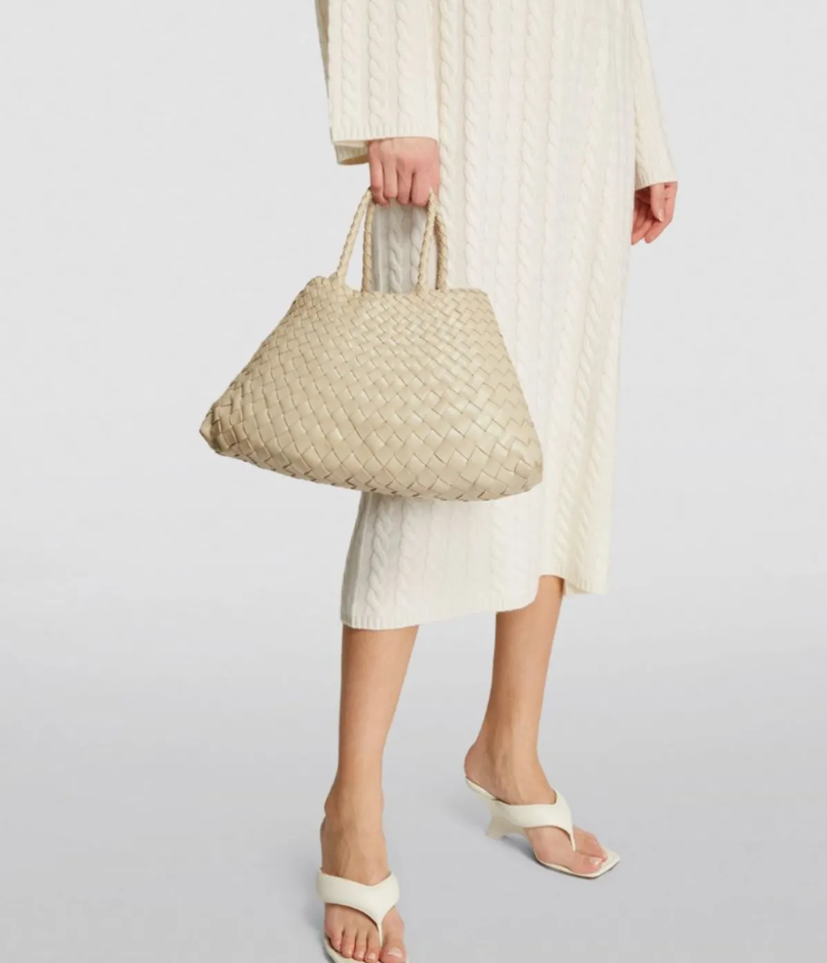 Small Santa Croce Leather Bag In Pearl