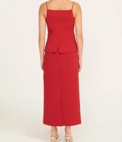 Smith Midi Skirt In Rouge