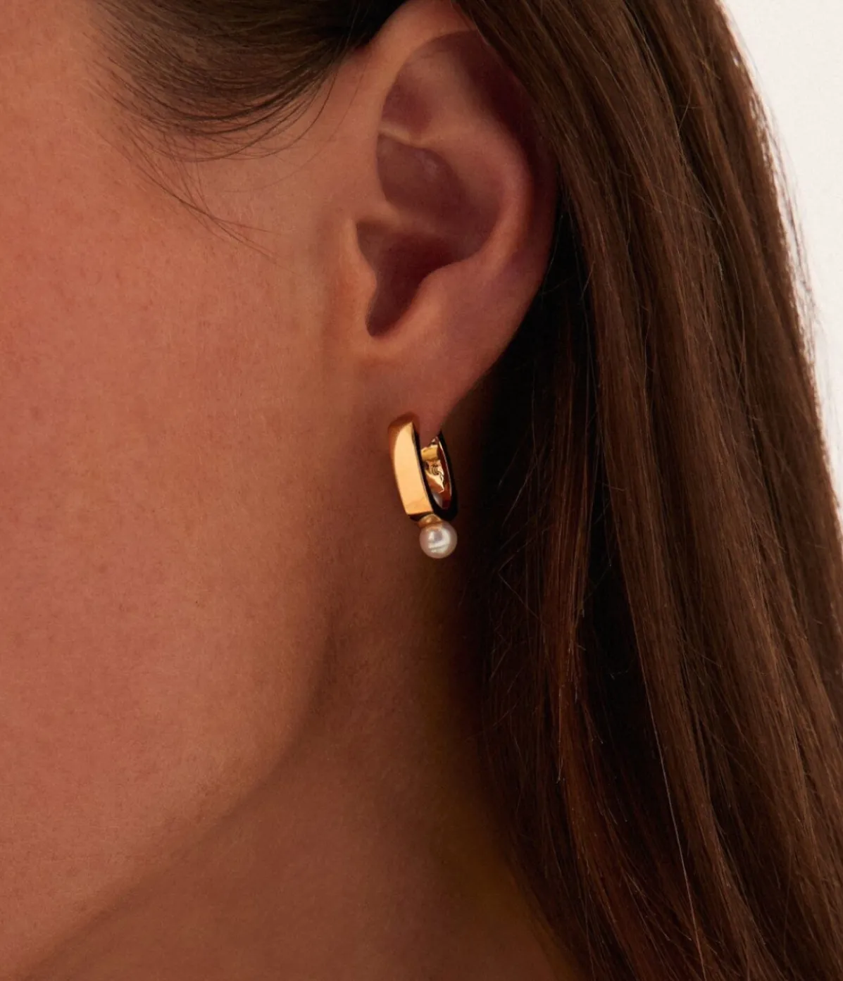 Square Pearl Statement Stud Earrings In Gold