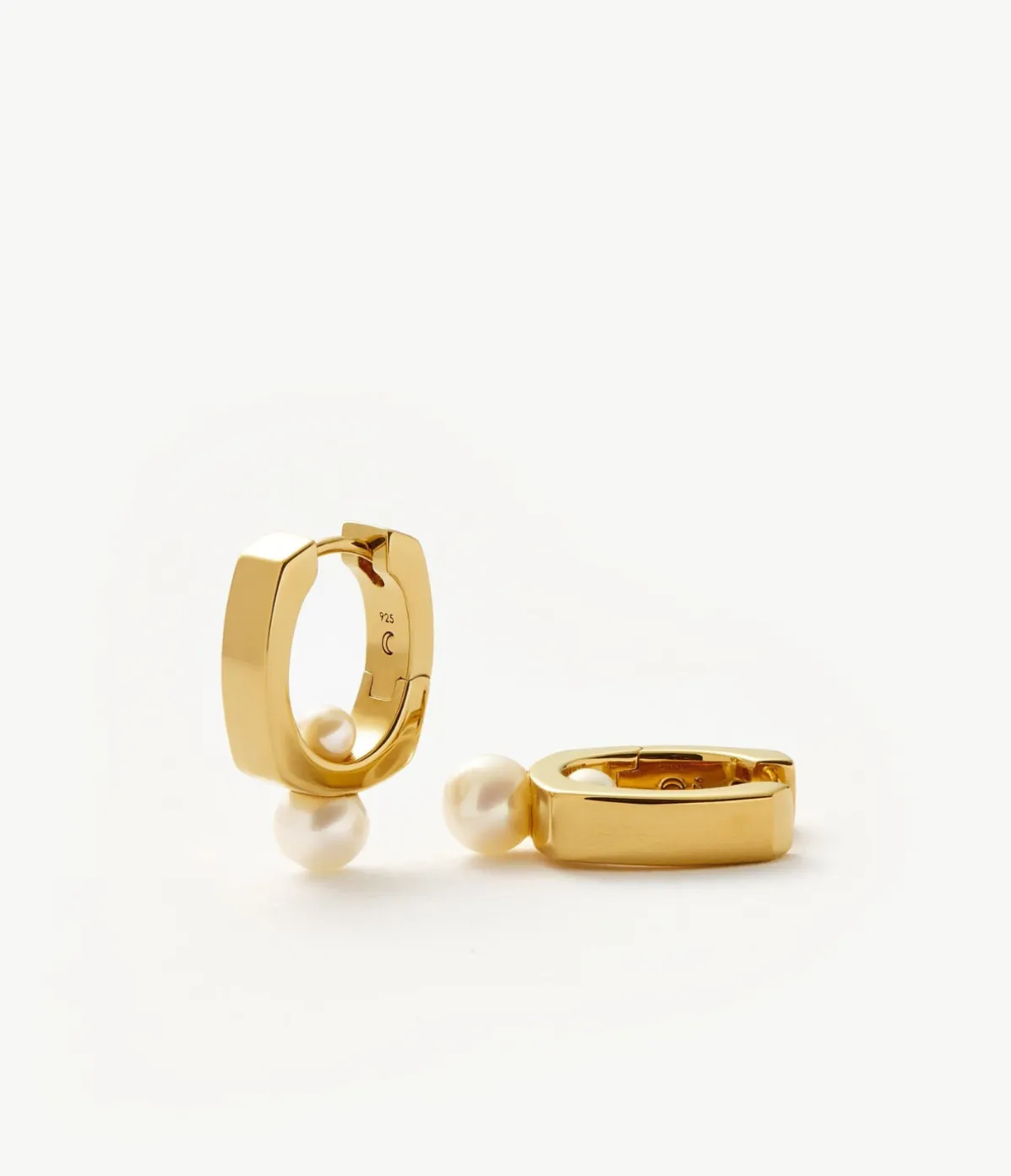 Square Pearl Statement Stud Earrings In Gold