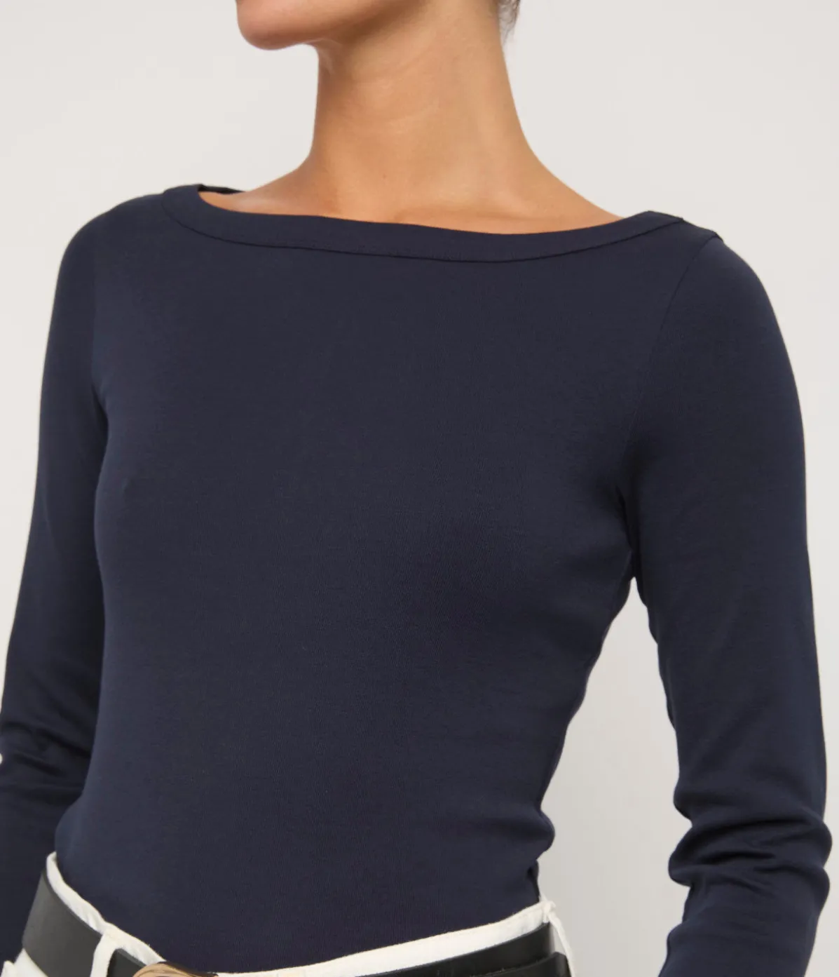 Steffie Boatneck Tee In Navy