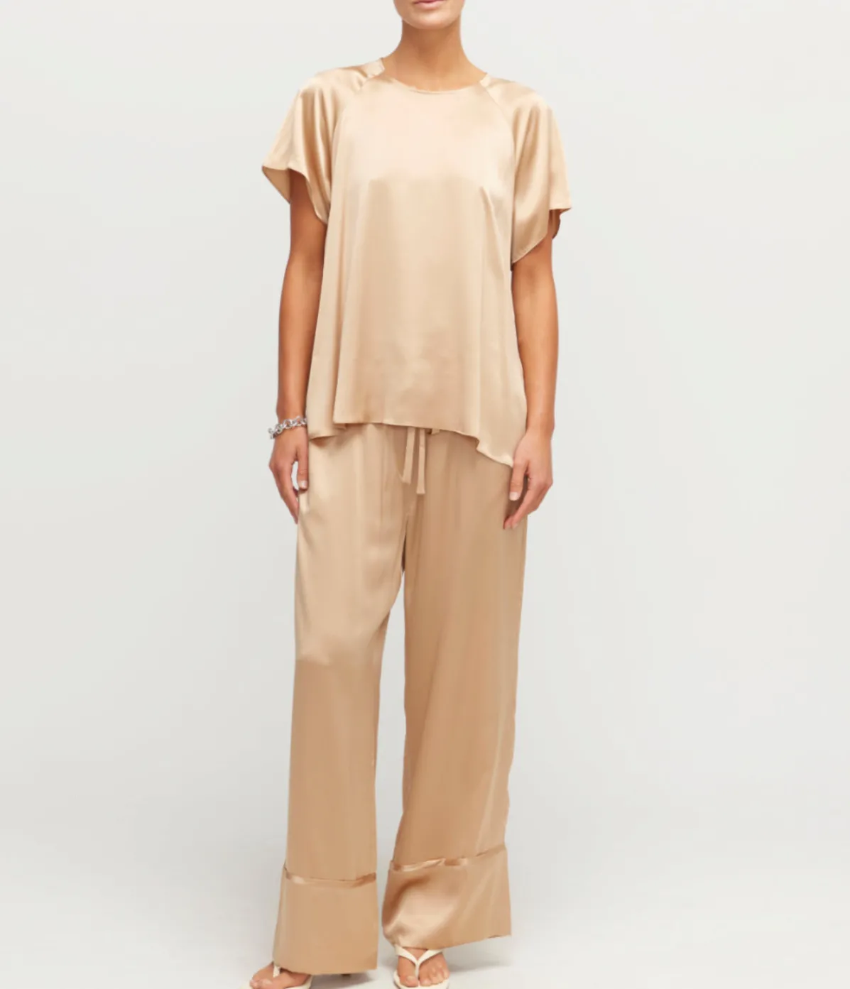 Stella Silk Satin PJ Pant In Honey