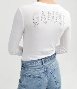 Stretch Jersey Long Sleeve T-shirt In Bright White