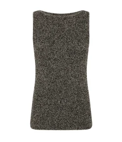 Tabatha Sleeveless Tank In Khaki And Black Boucle