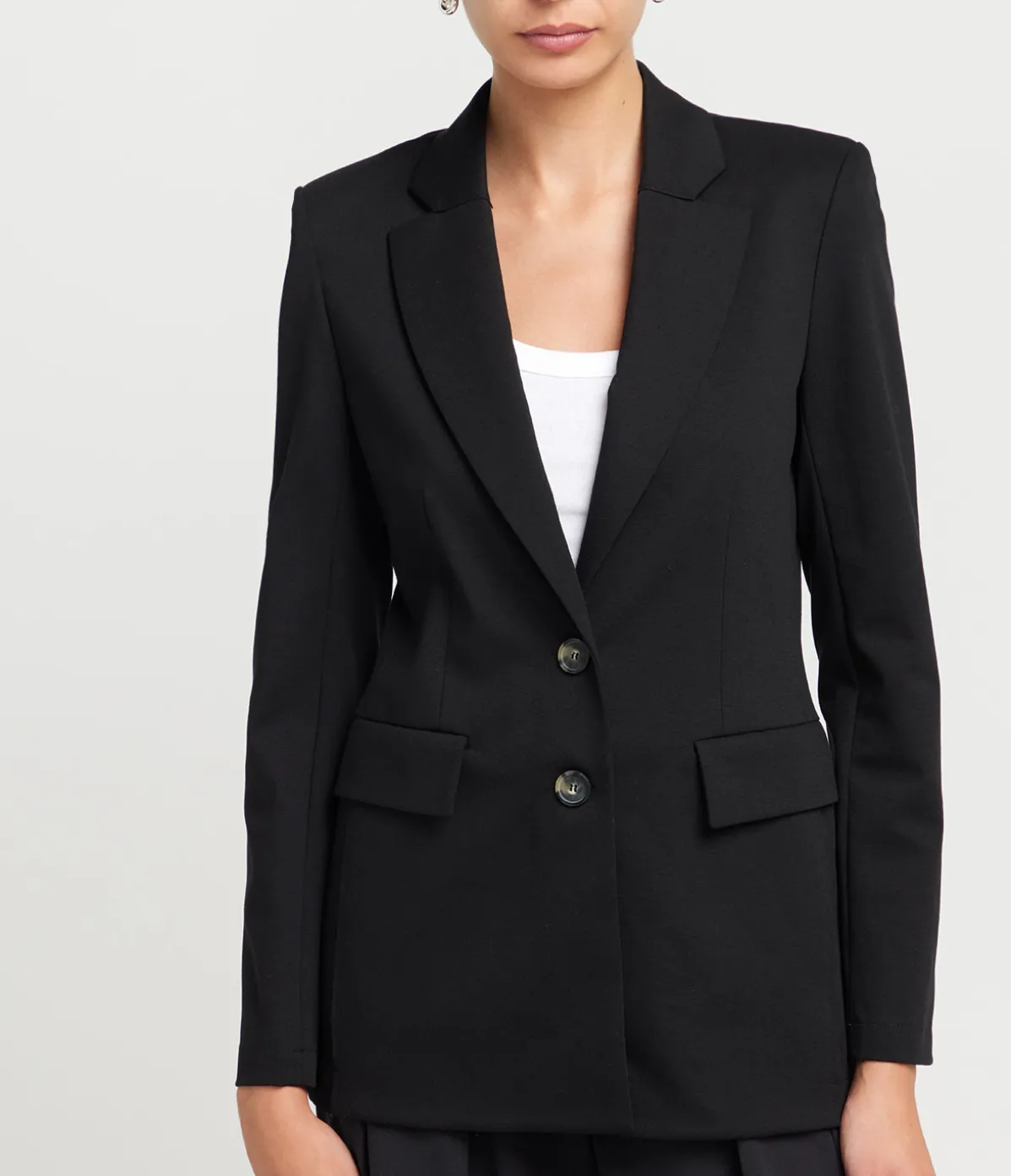 Tailored Techno Viscose Blazer In Black