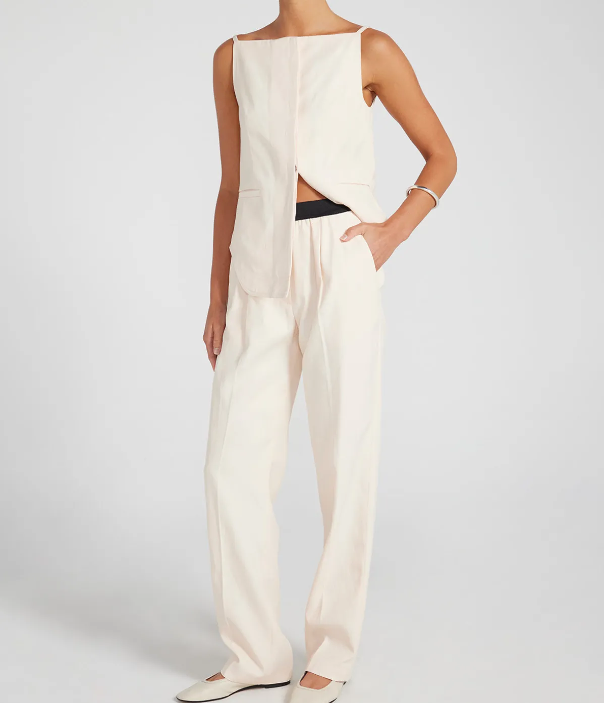 Takaroa Elastic Pants In Cream Rose
