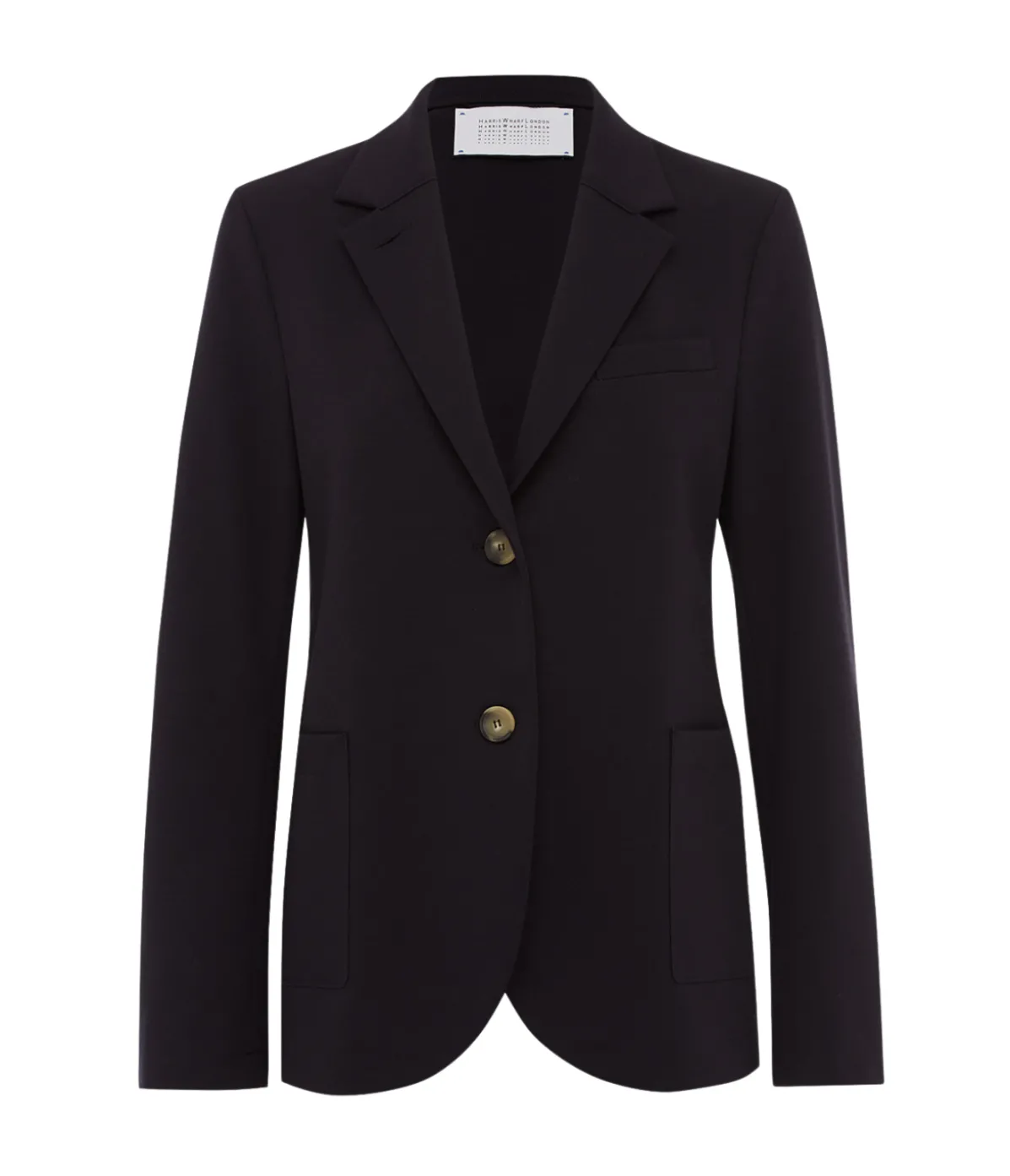 Techno Viscose Collard Blazer In Navy