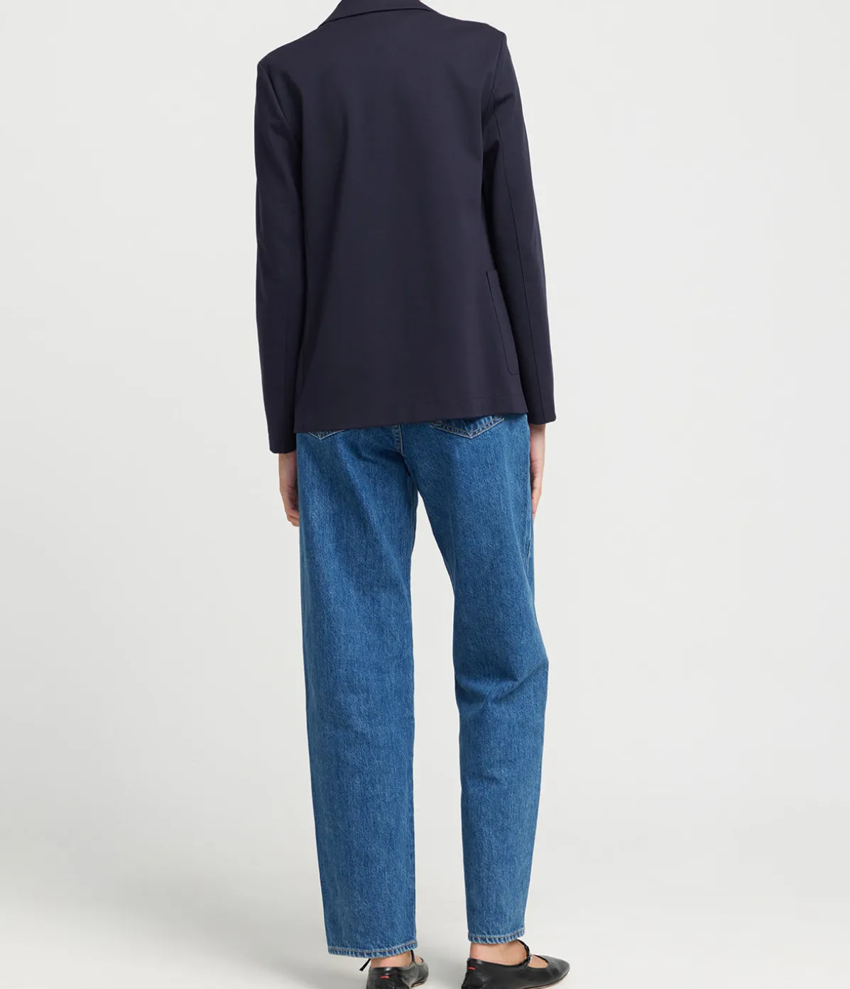 Techno Viscose Collard Blazer In Navy
