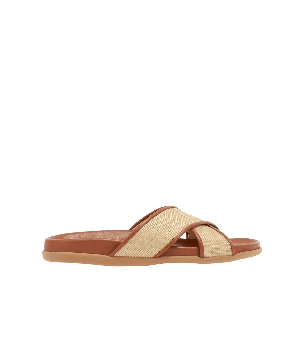Thais Raffia Footbed Sandal In Lino And Cotto