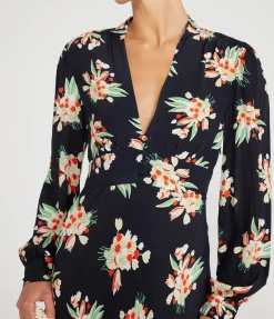 Trula Long Sleeve Dress In Tulip Cloud Black