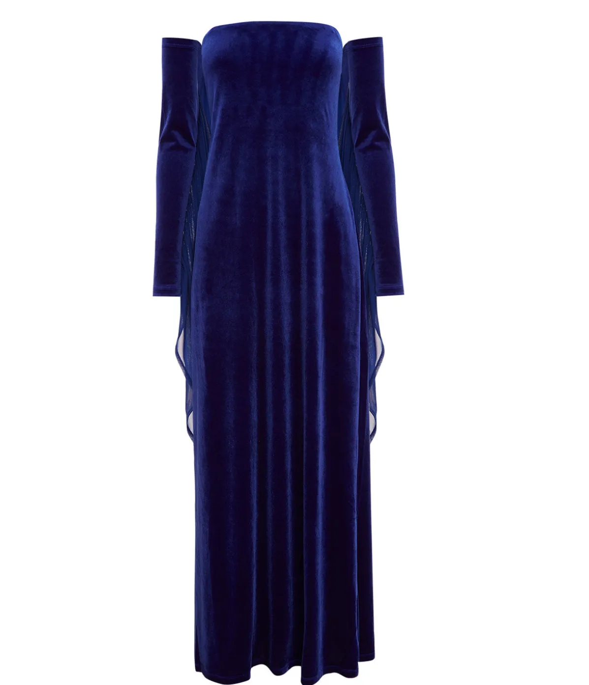 Velvet Strapless Maxi Dress In Blue