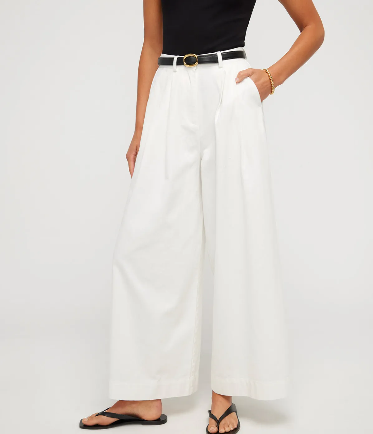 Wesley Wide Leg Trouser In Vintage White