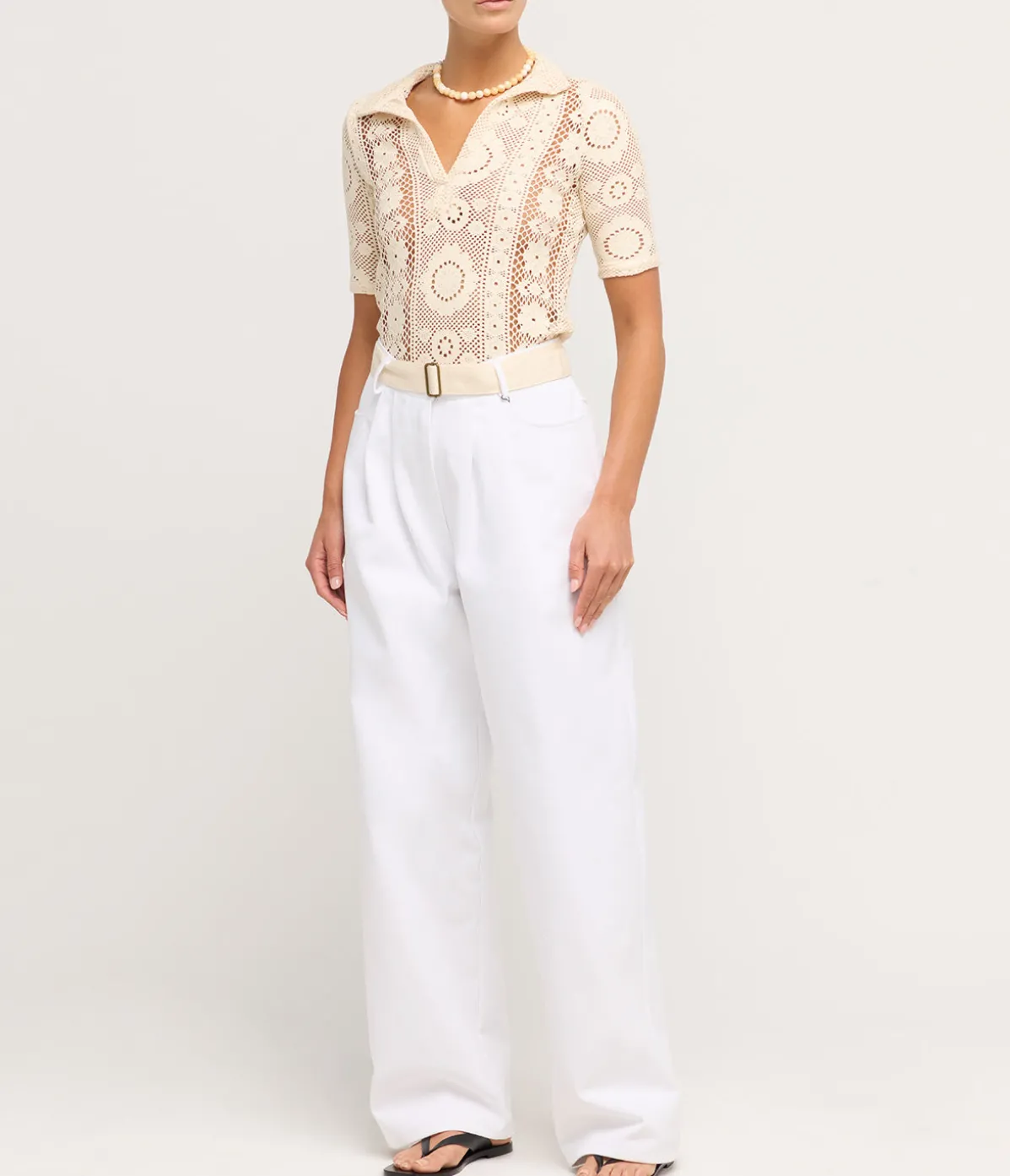 Wide Leg Tailored Jeans In White