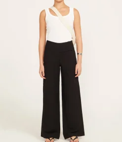 Wide Waistband Pants In Black