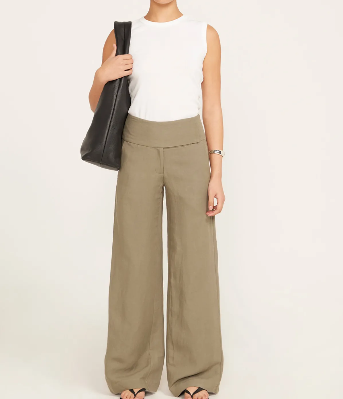 Wide Waistband Pants In Smokey Olive