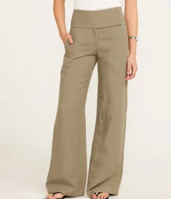Wide Waistband Pants In Smokey Olive