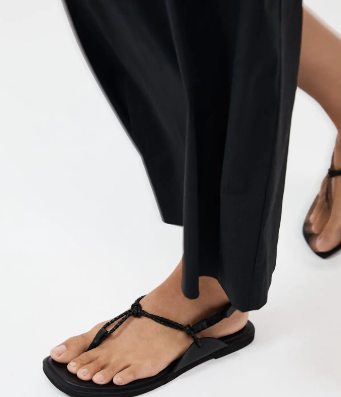 Woven Rope Sandal In Black