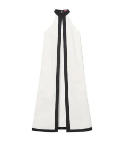 Wright Halterneck Dress In Ecru And Black