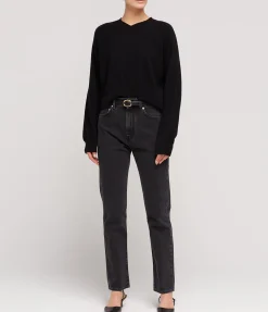 Wular Straight Denim Pants In Washed Grey