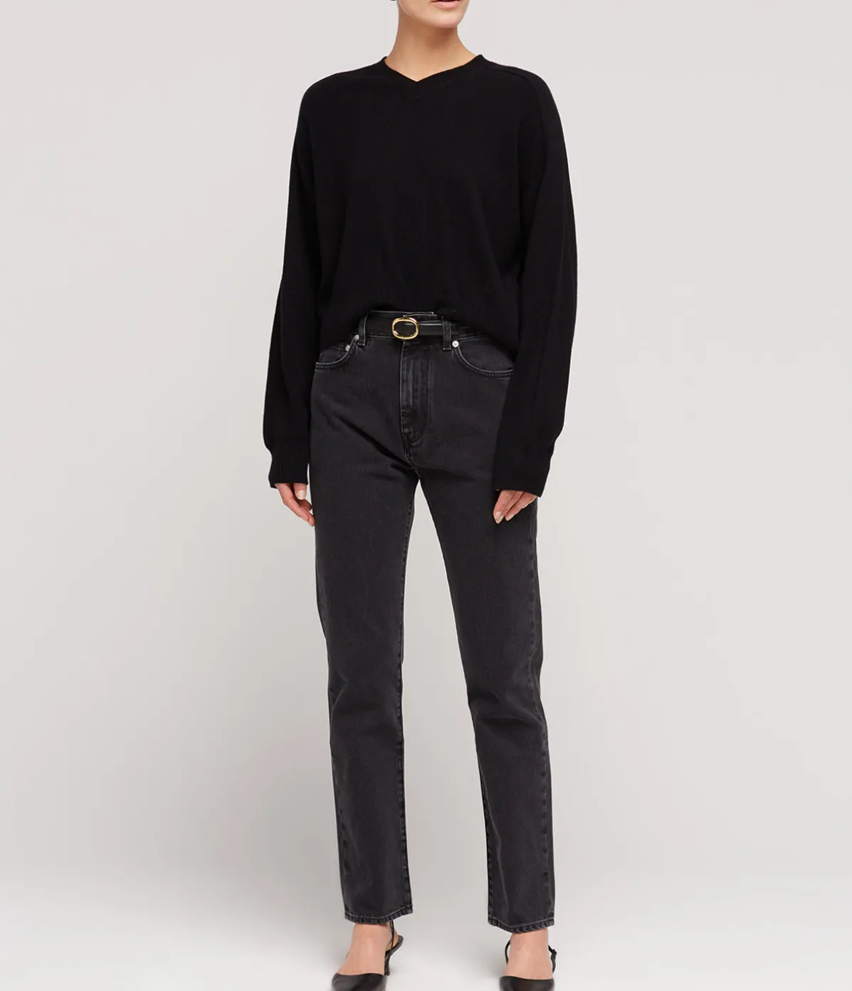 Wular Straight Denim Pants In Washed Grey