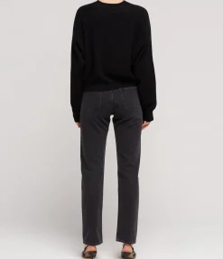 Wular Straight Denim Pants In Washed Grey