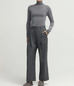 Wynter Mock Neck Top In Grey Melange