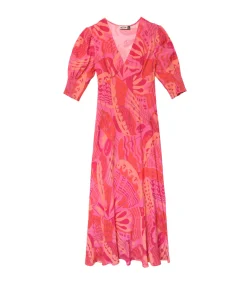 Zadie Short Sleeve Midi Dress In Butterfly Pink