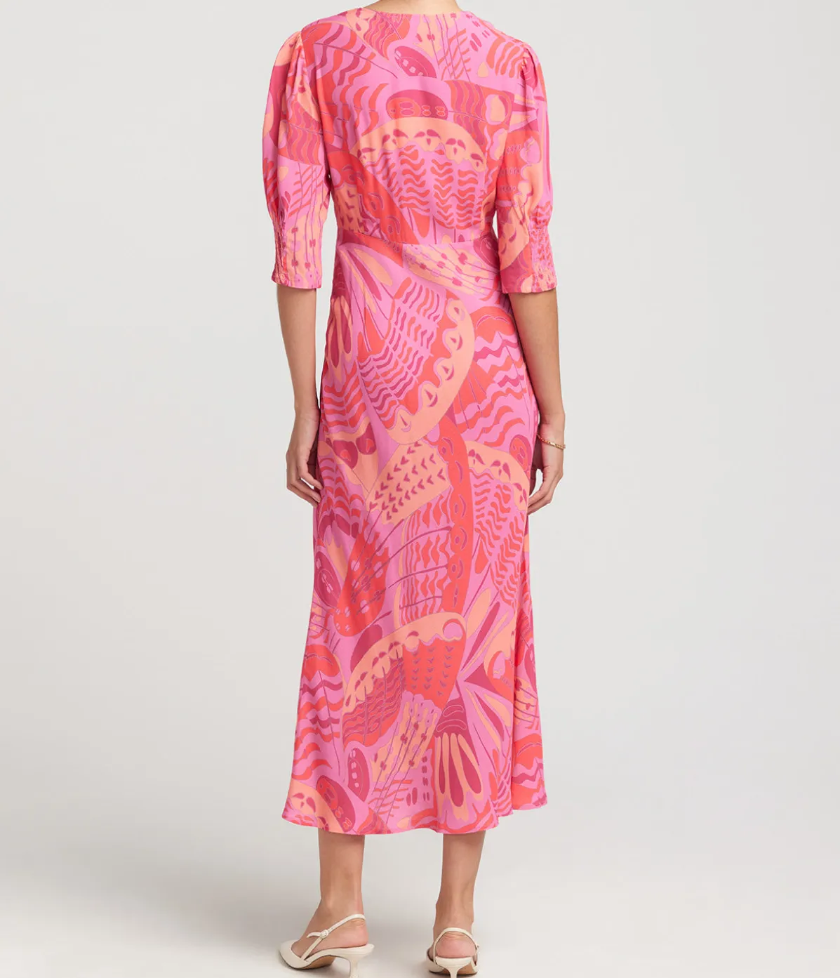 Zadie Short Sleeve Midi Dress In Butterfly Pink