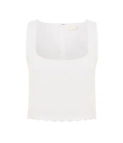 Zayla Linen Top In Ivory