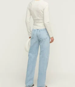 Zipper Long Sleeve Top In Light Grey